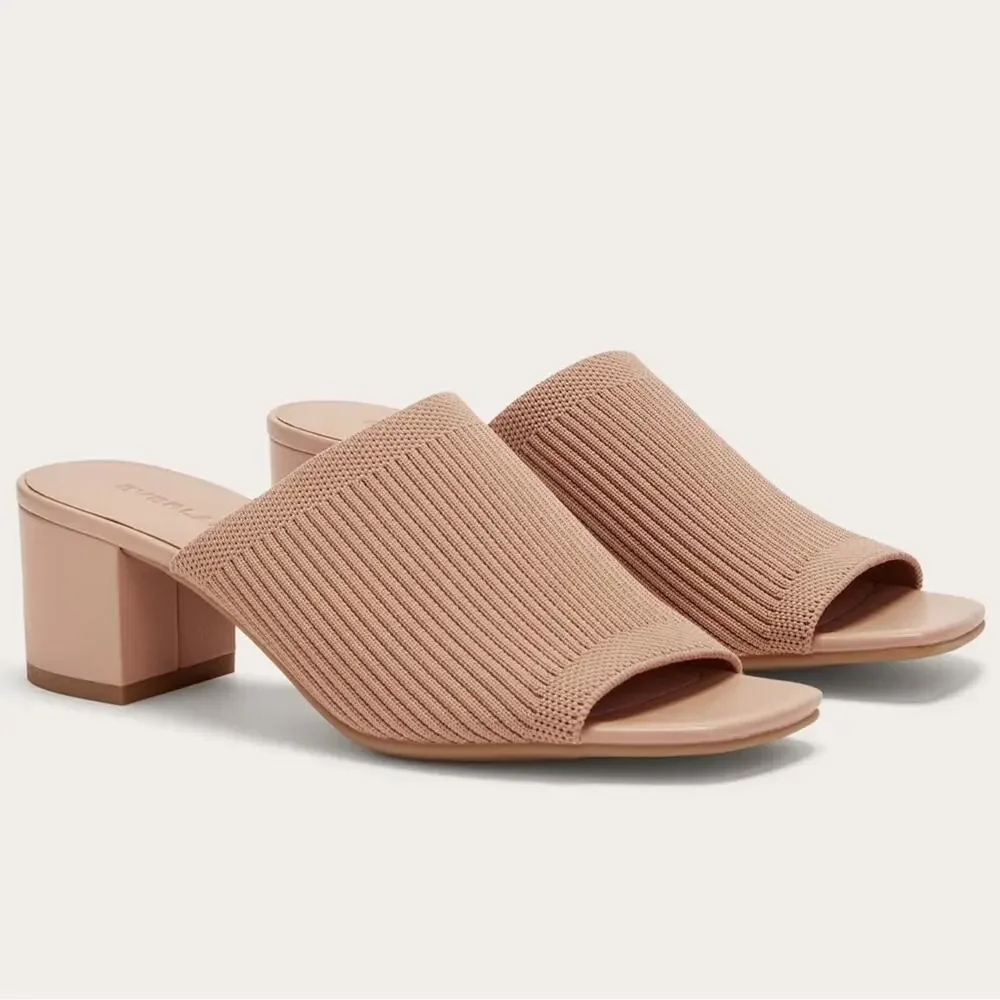 Everlane Glove Mule ReKnit Blush Tan Block Heel Sandal Size 10.5 New Without Box - Picture 8 of 8